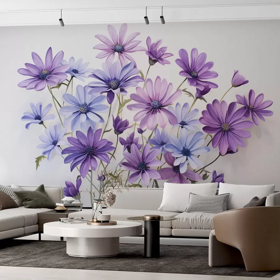 murales de pared Delicadas flores silvestres en flor acuarela w02048