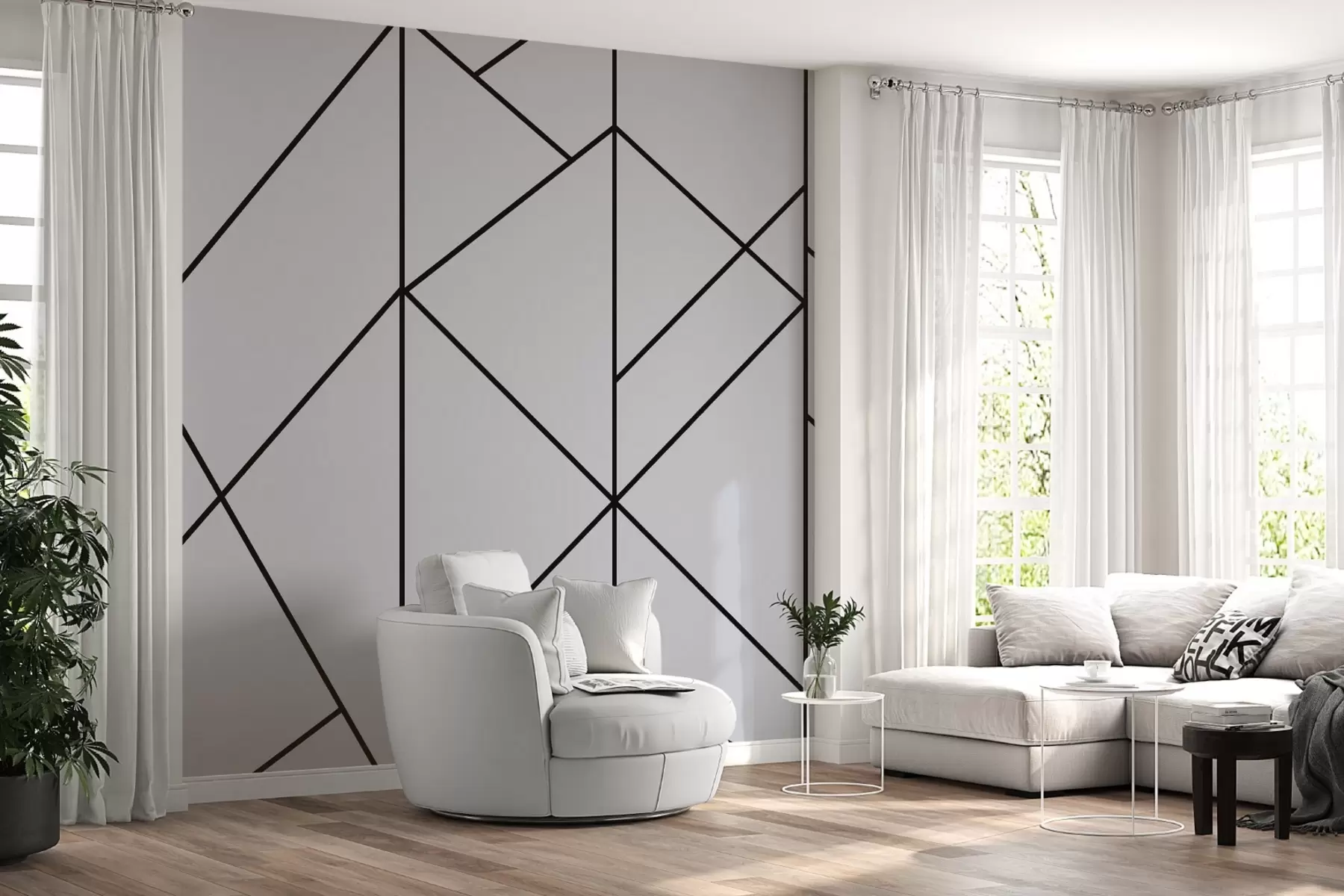 murales de pared Líneas geométricas, fondo claro w02051v1