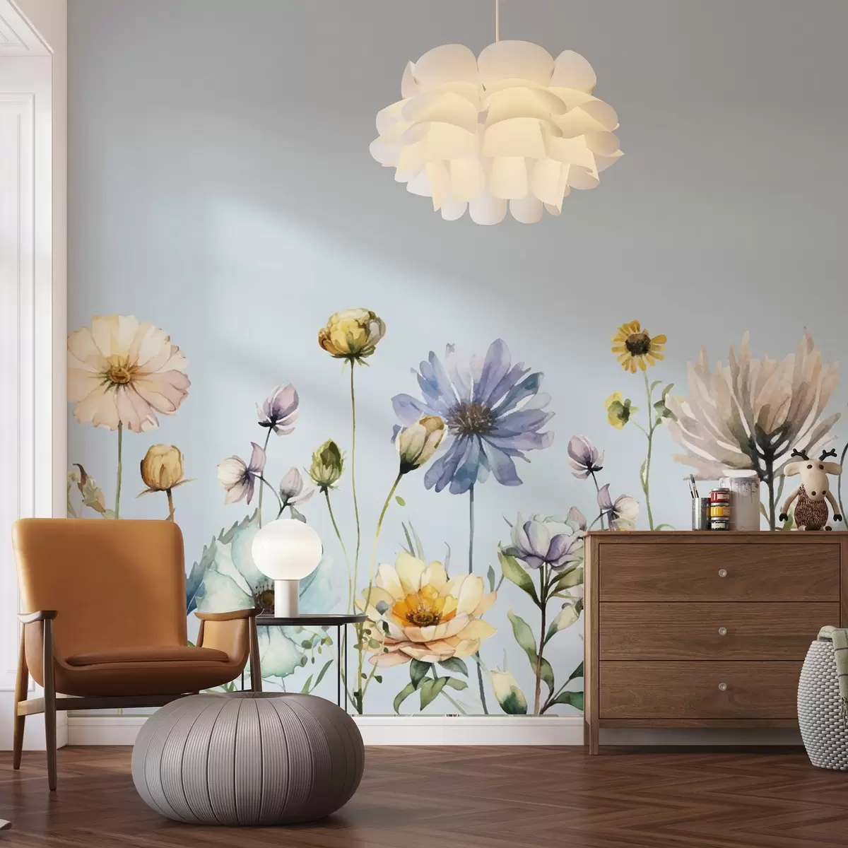 murales de pared Flores en tonos pastel w00398