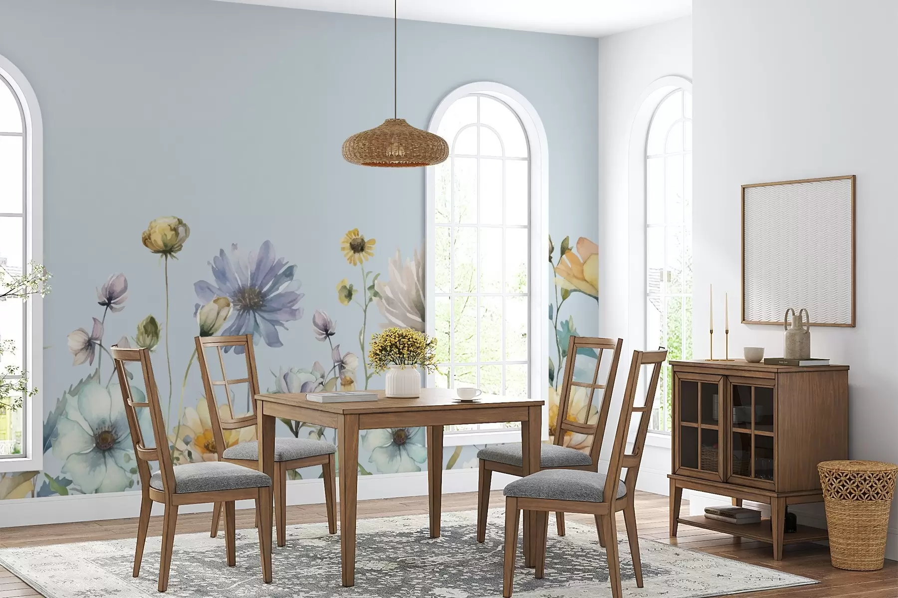 murales de pared Flores en tonos pastel w00398