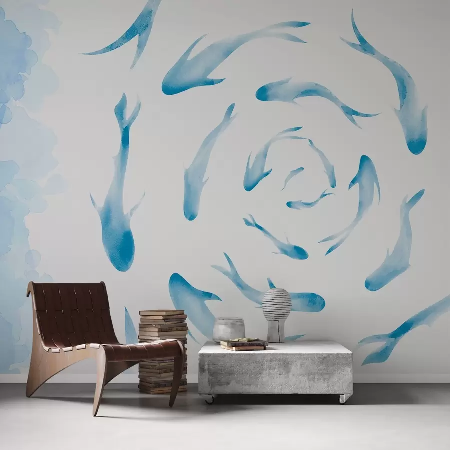 murales de pared Peces arremolinados en aguas tranquilas w00572