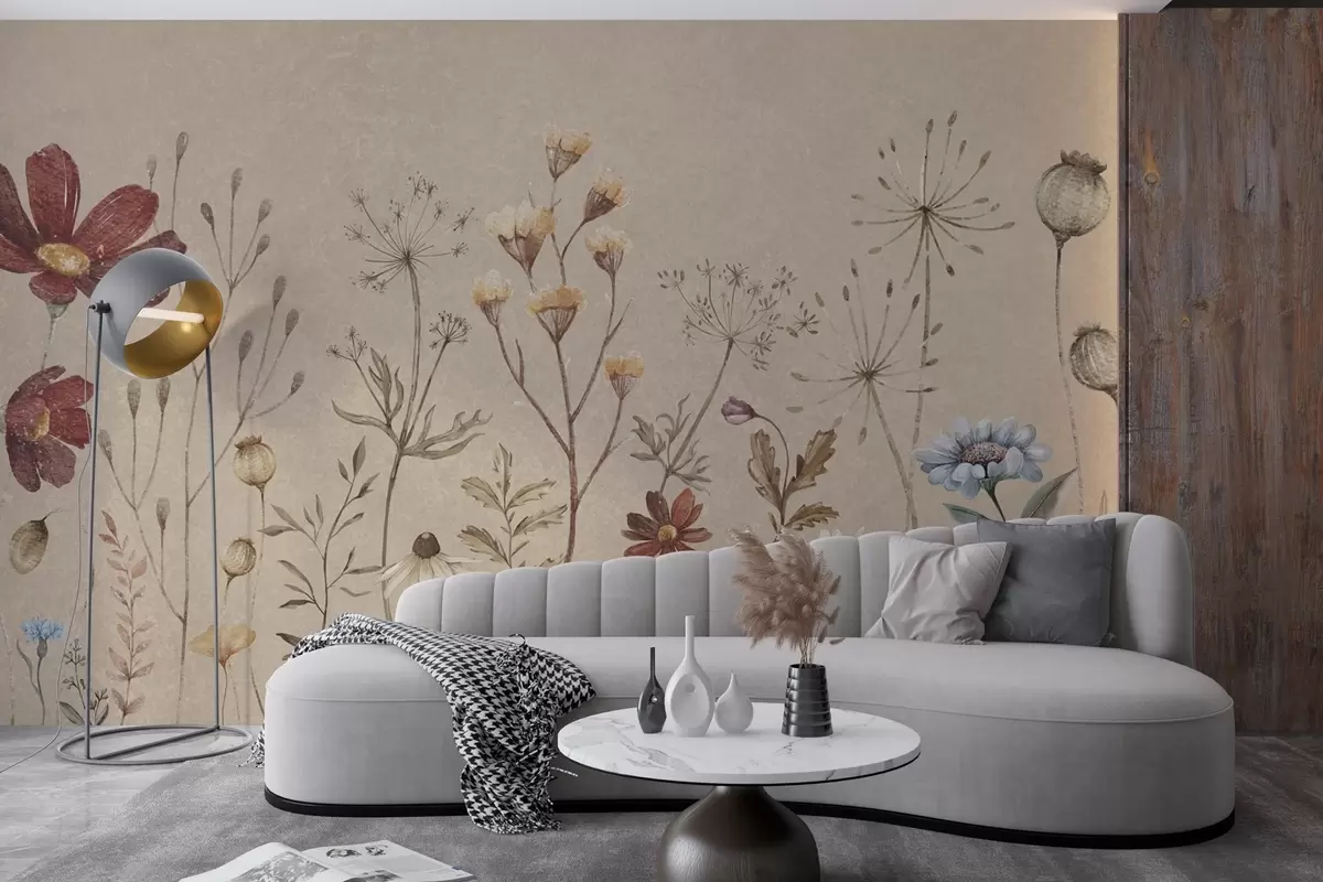 murales de pared Belleza botánica en tonos suaves w00580