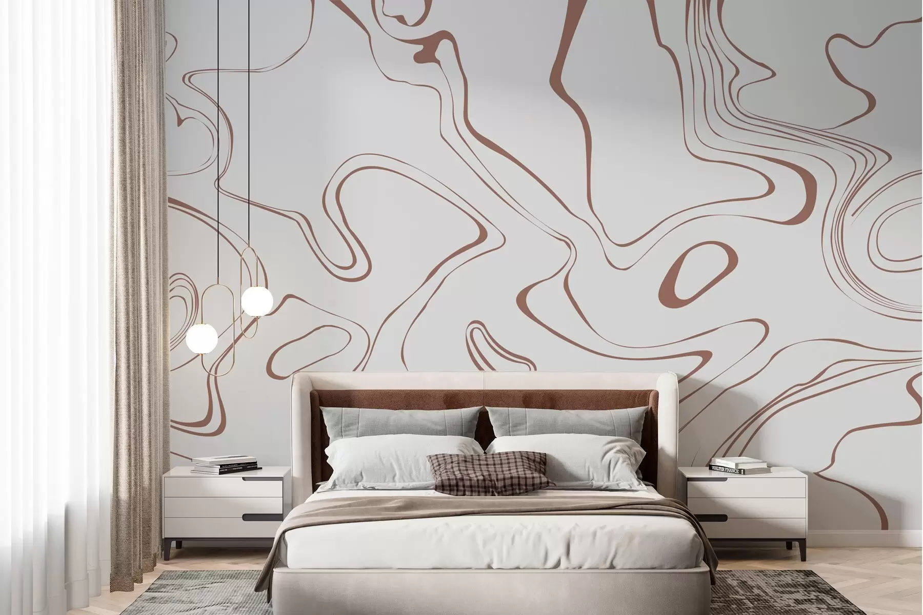murales de pared Líneas abstractas en tonos neutros w00634