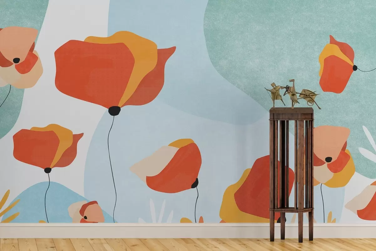 murales de pared Flores vibrantes sobre un fondo suave w00648