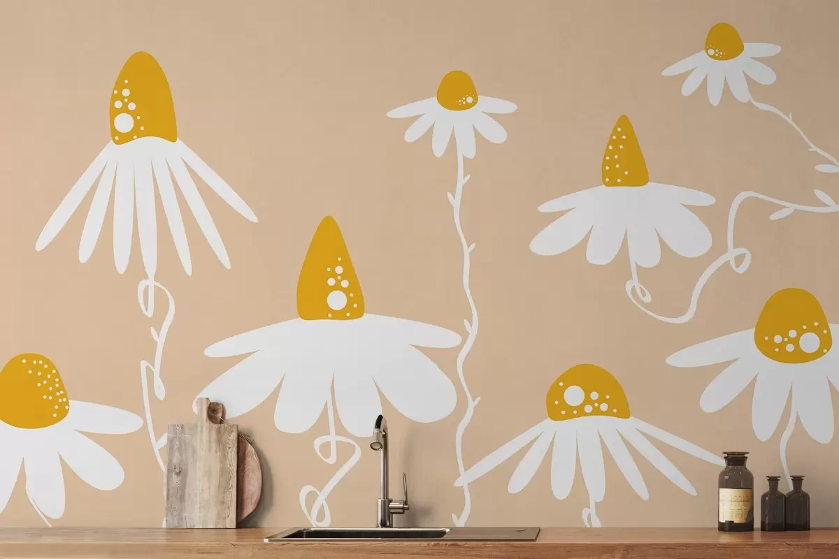 murales de pared Flores caprichosas sobre un fondo suave w00662