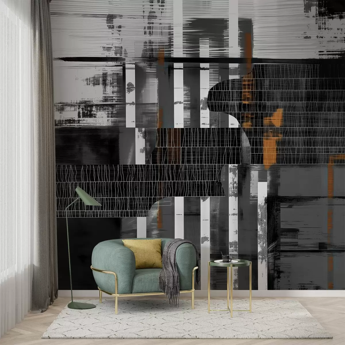 murales de pared Composición abstracta de líneas y formas w00686