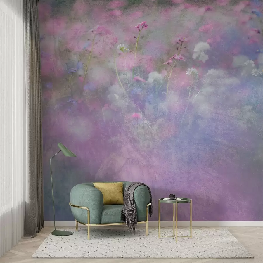 murales de pared Delicadas flores en suaves tonos pastel w00700