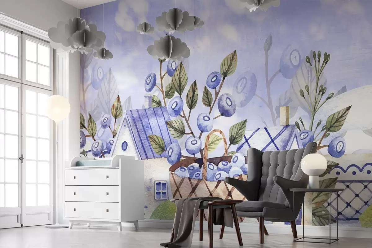 murales de pared Casas con encanto y arándanos frescos te esperan w00736