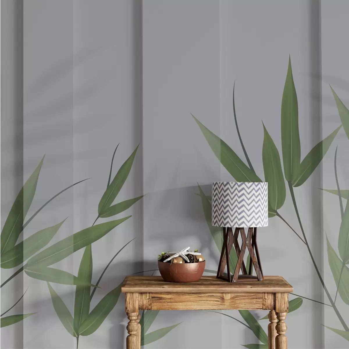 murales de pared Hojas exuberantes sobre un fondo suave w00777