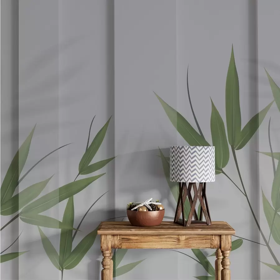 murales de pared Hojas exuberantes sobre un fondo suave w00777