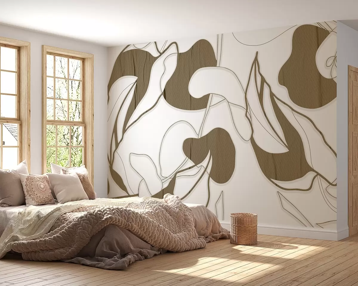murales de pared Elegantes motivos florales abstractos en tonos w00833