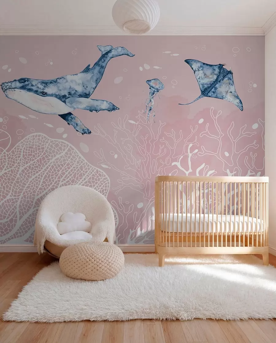 murales de pared Escena submarina con gentiles gigantes w00848v2