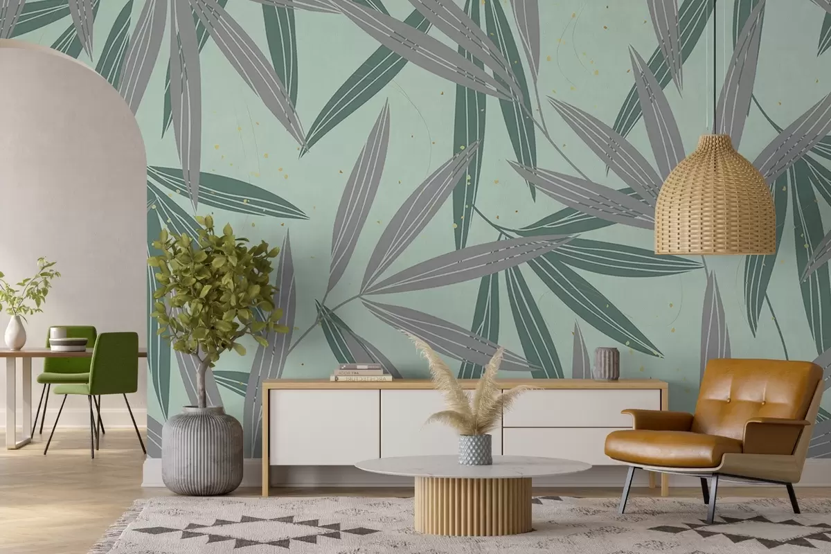 murales de pared Hojas elegantes sobre fondo suave w00861