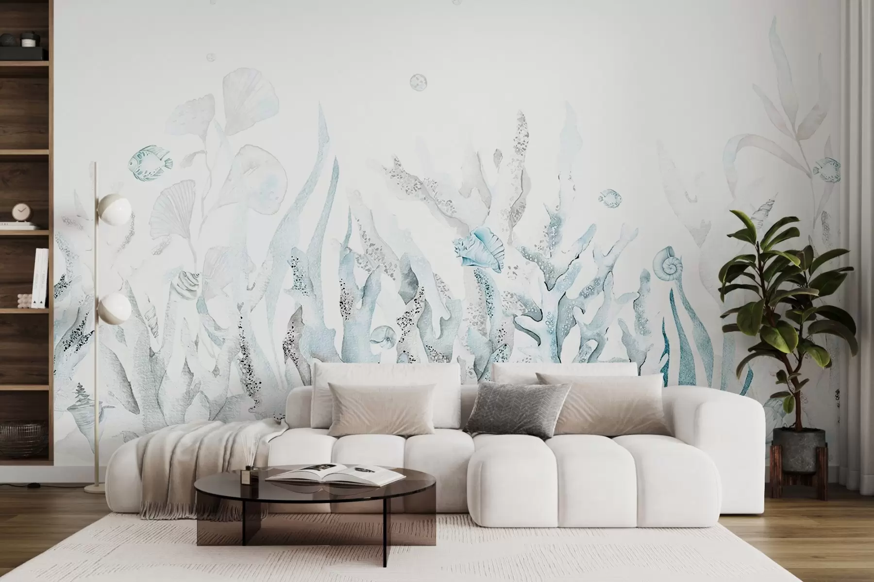 murales de pared Tranquilidad submarina en tonos suaves w00881v1