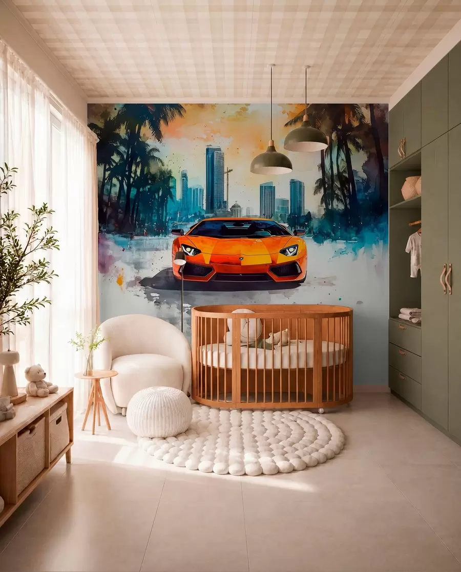 murales de pared Deportivo naranja pintado w01964