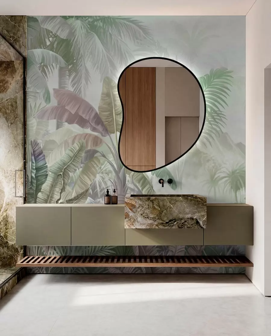 murales de pared Selva tropical en suaves tonos verdes w01931v1