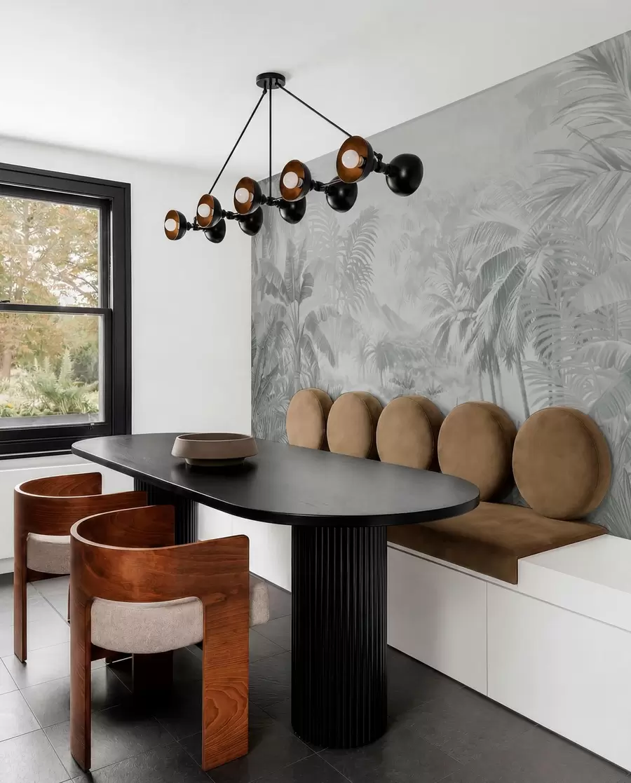 murales de pared Selva tropical en suaves tonos grises w01931v4