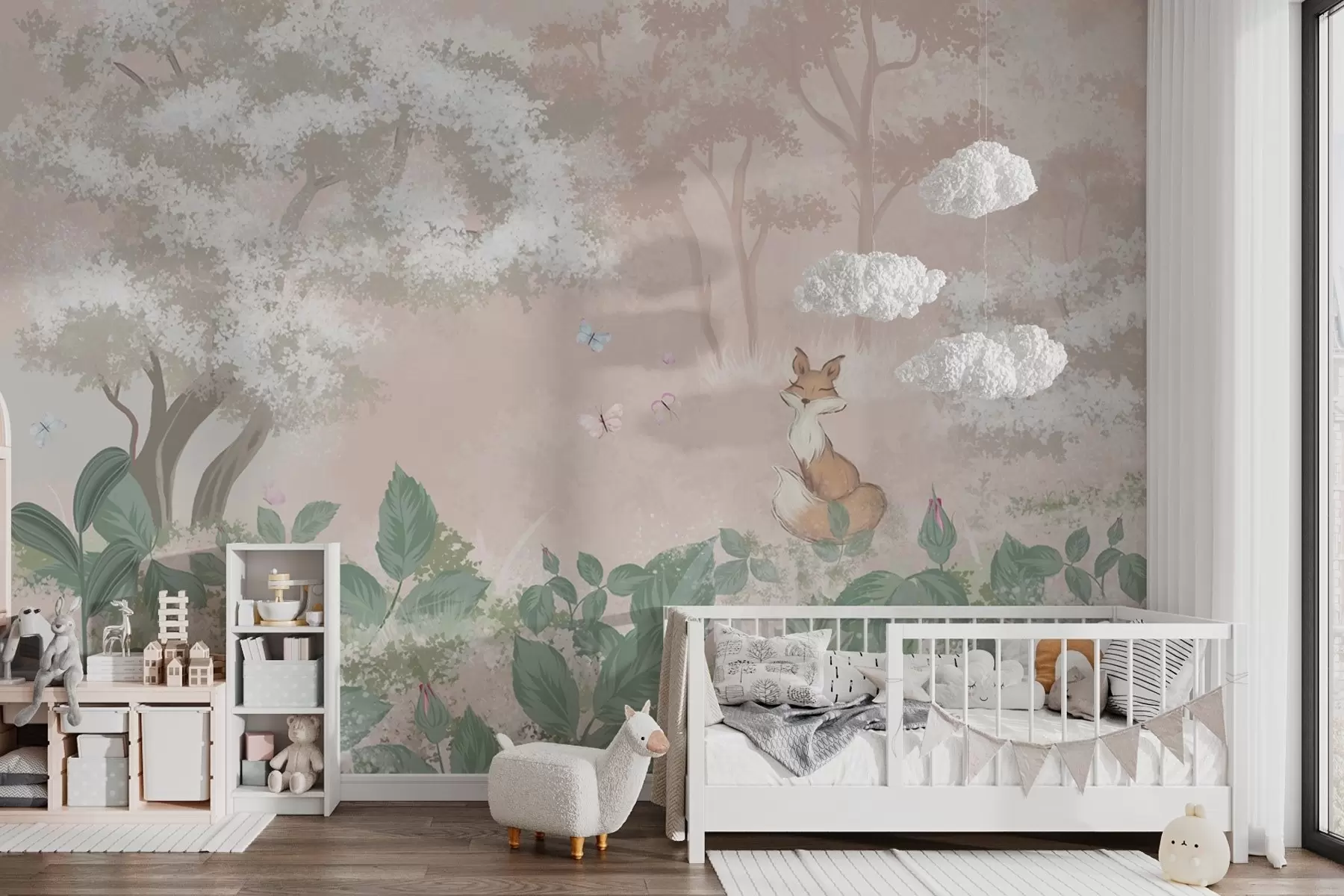 murales de pared Bosque de hadas con un rebozuelo w02080