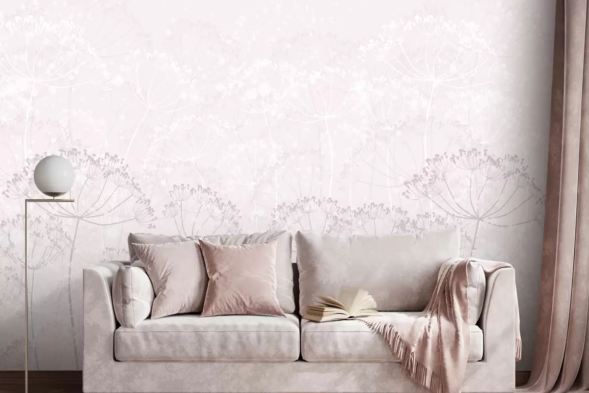 murales de pared Plantas frágiles con manchas minimalismo color rosa w02108v1