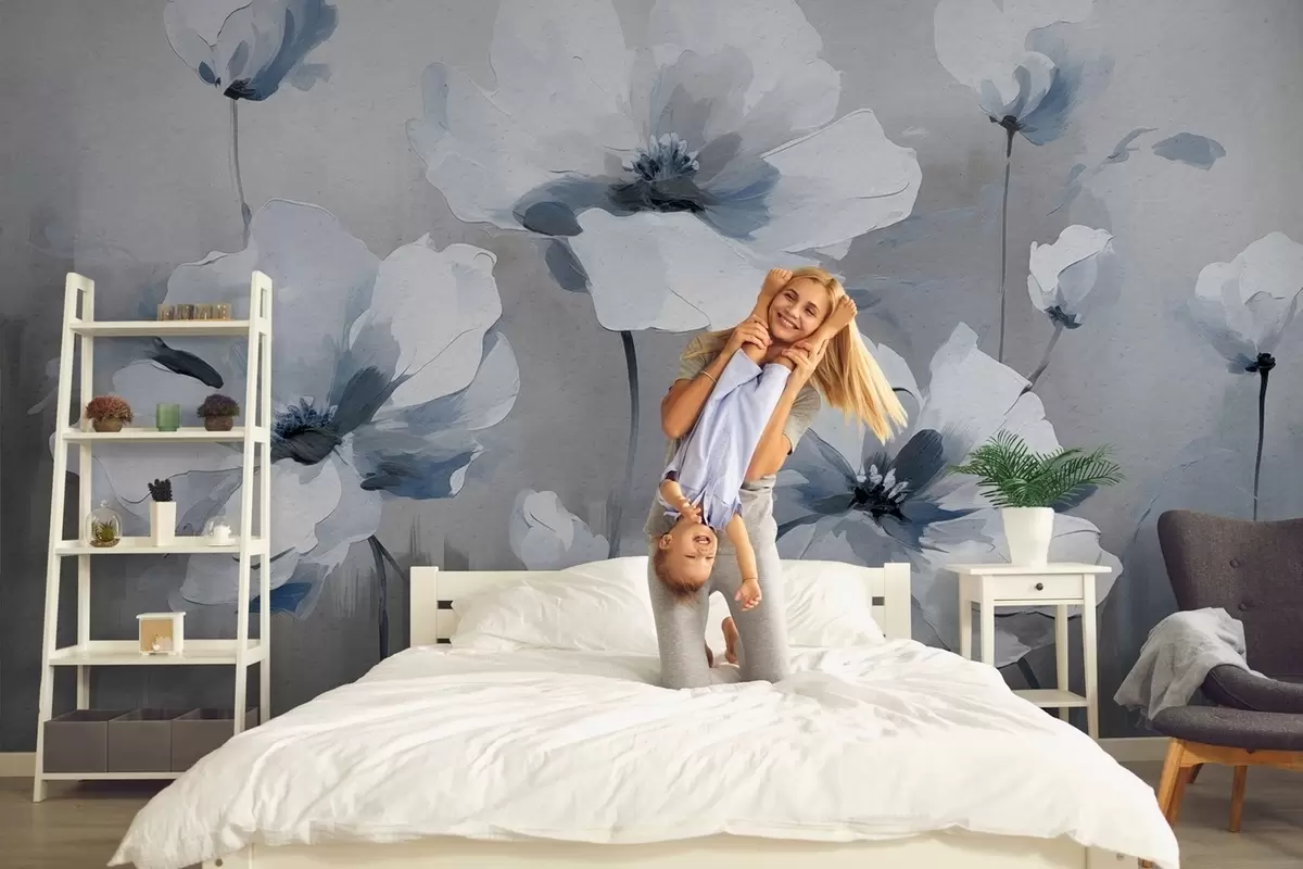 murales de pared Flores pintadas al óleo sobre un muro de hormigón w02120v1