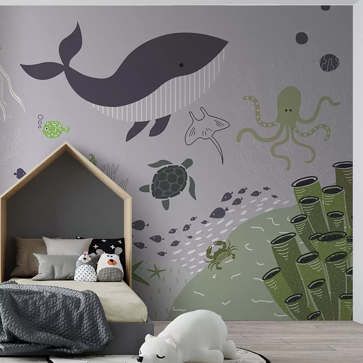 murales de pared Un mundo submarino de criaturas vibrantes u93763v3