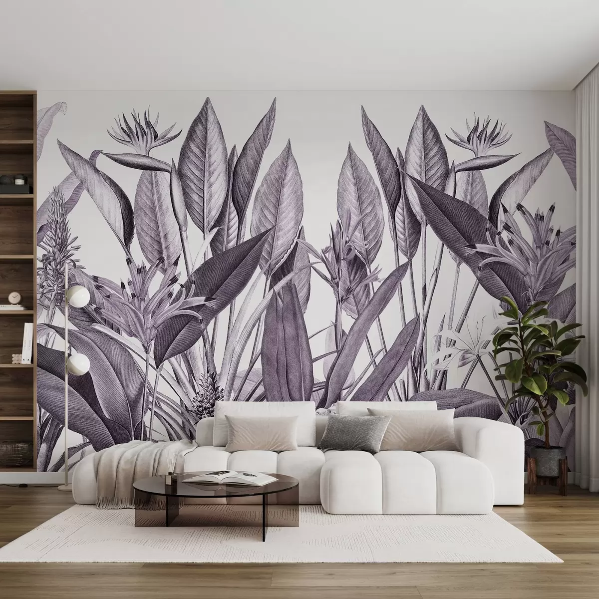murales de pared Follaje tropical en tonos monocromos u96833v5