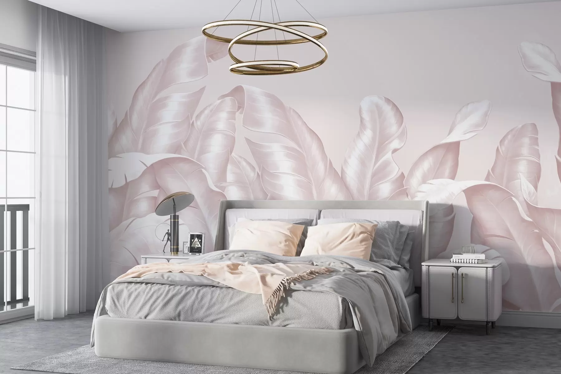murales de pared Hojas elegantes en tonos suaves w00019v4