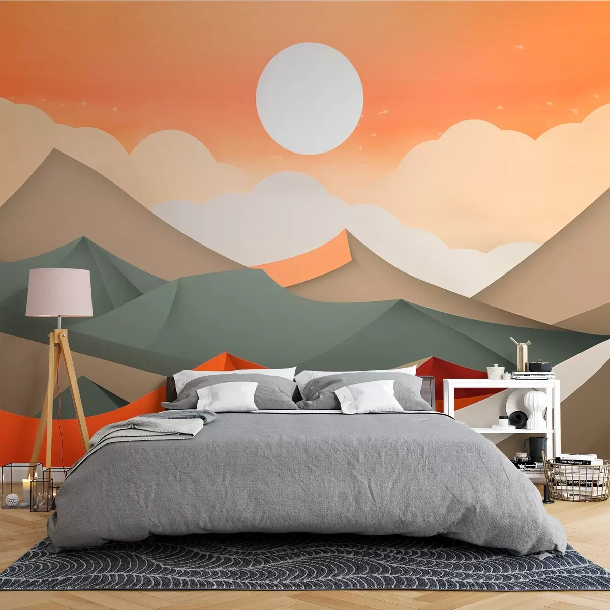murales de pared Montañas abstractas al amanecer w02162