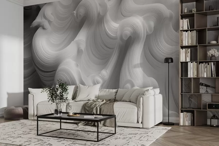 murales de pared Ondas blancas en relieve w02235
