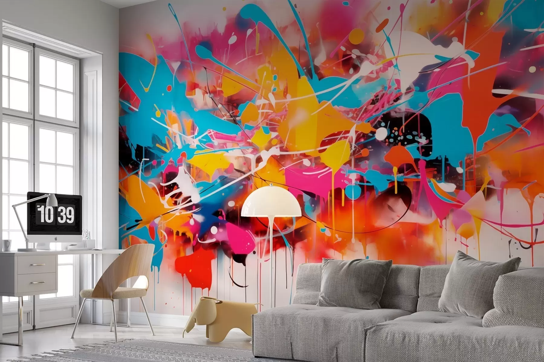 murales de pared Salpicadura abstracta de colores vivos w02219