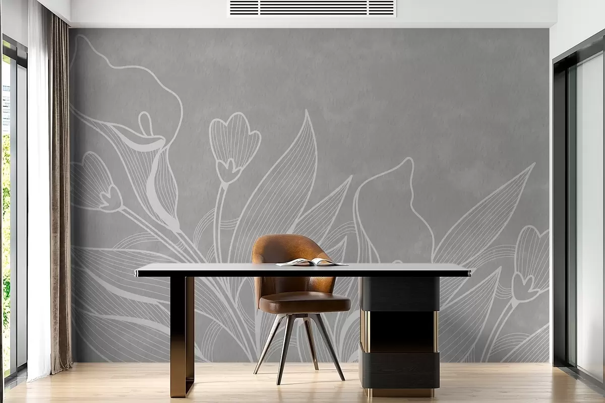 murales de pared Boceto de flores w02220