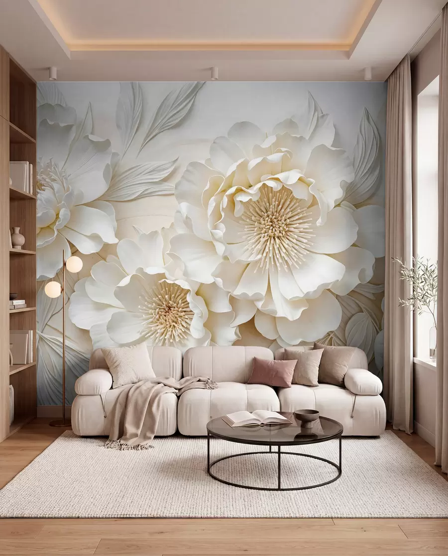 murales de pared Peonías blancas w08431