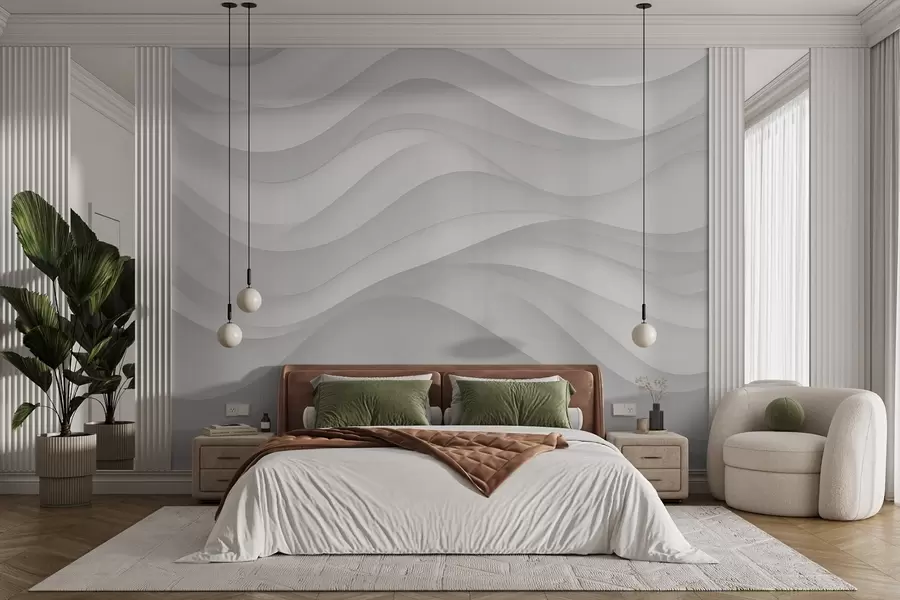 murales de pared Ondas grises en tonos suaves w02314