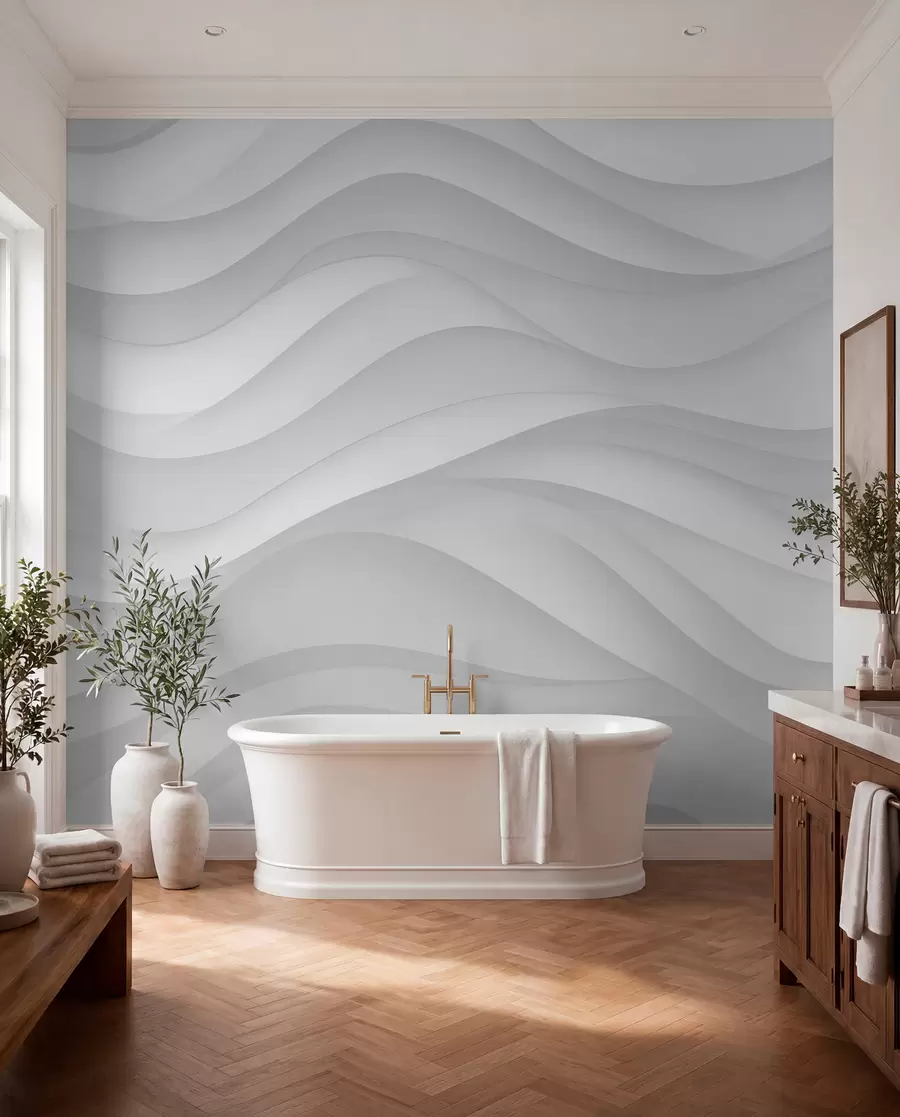 murales de pared Ondas grises en tonos suaves w02314