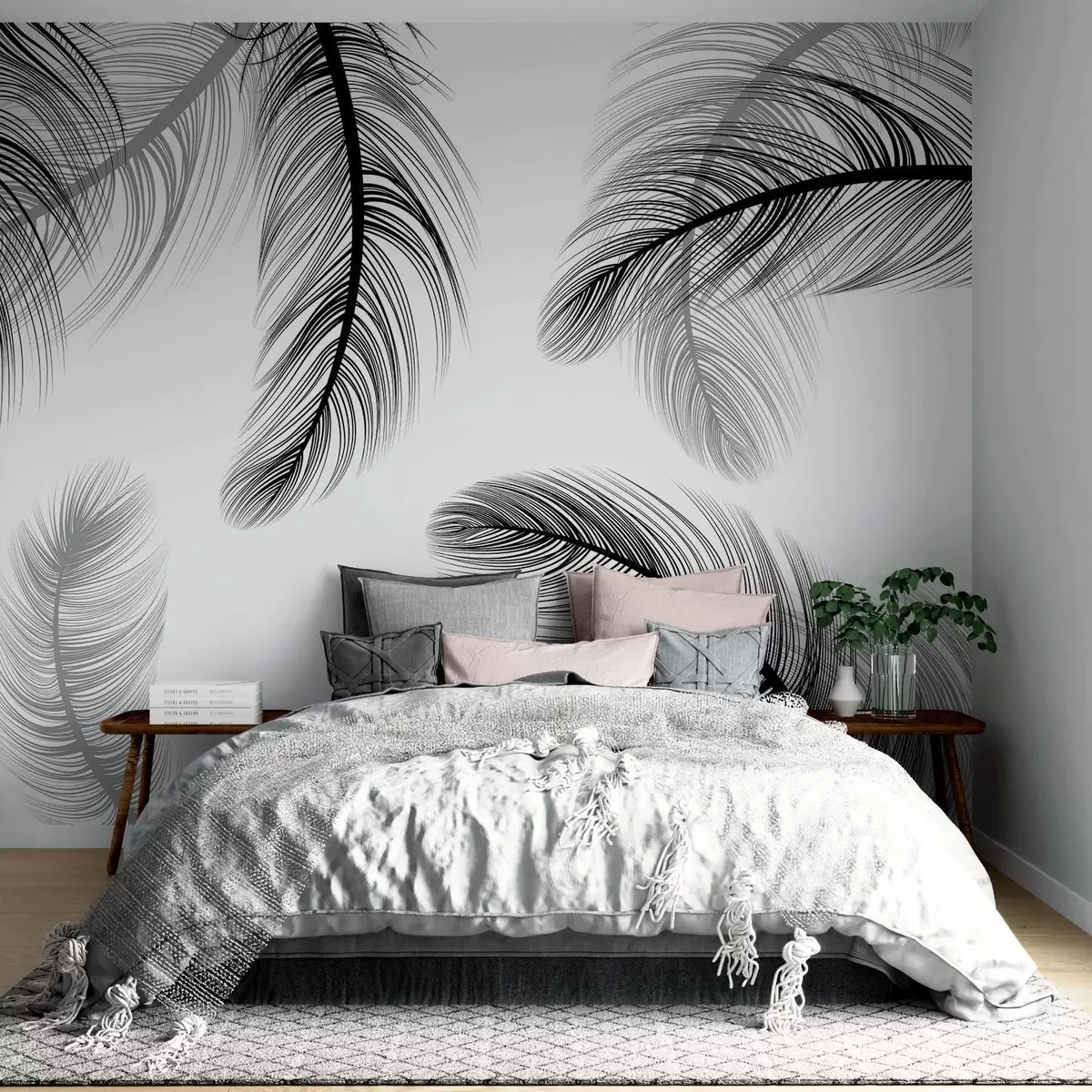 murales de pared Plumas negras w02369v3