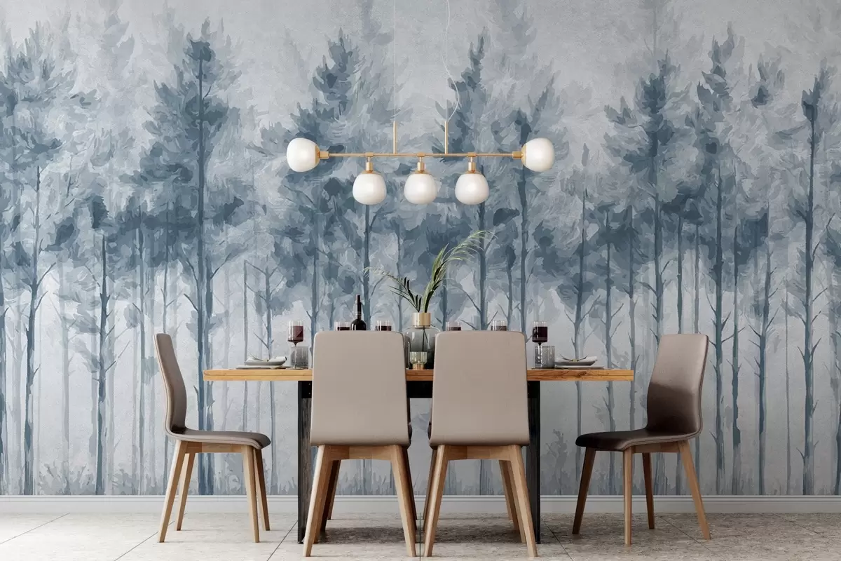 murales de pared Bosque abstracto pintado en la pared w02005v2