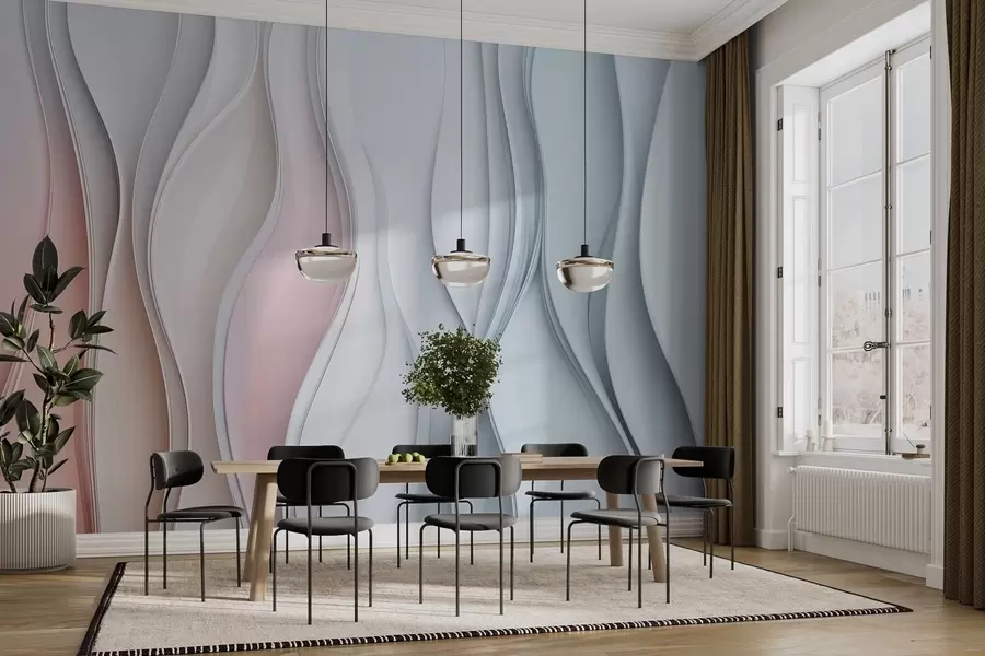 murales de pared Ondas de color volumétricas en la pared w02013