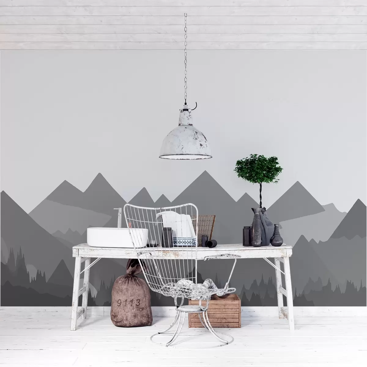 murales de pared Siluetas de montañas w02303v3