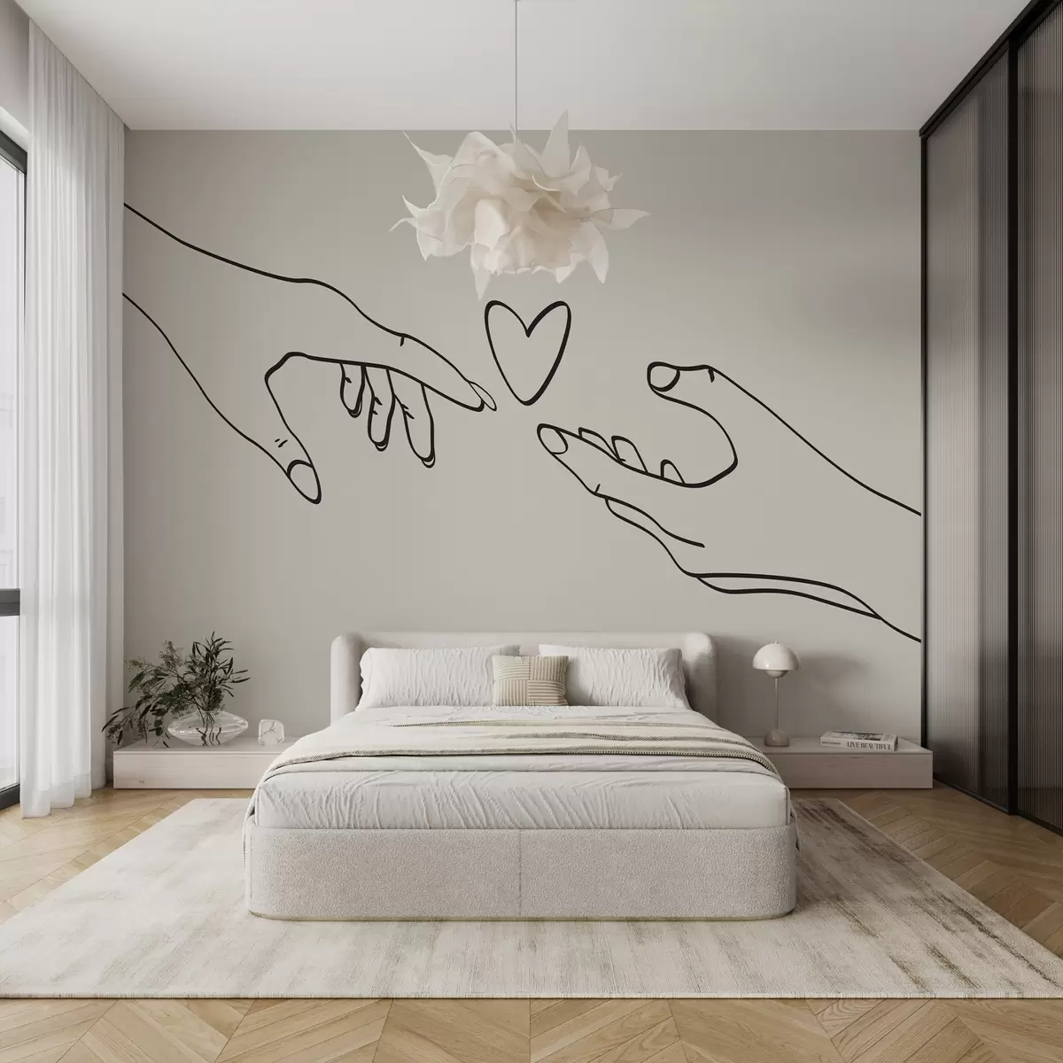 murales de pared Dibujo lineal de manos w02380