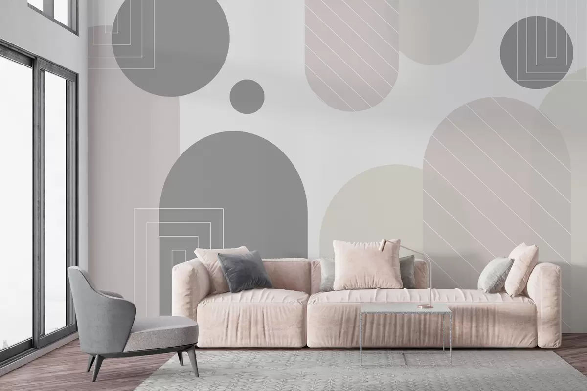 murales de pared Geometría en colores pastel w02320