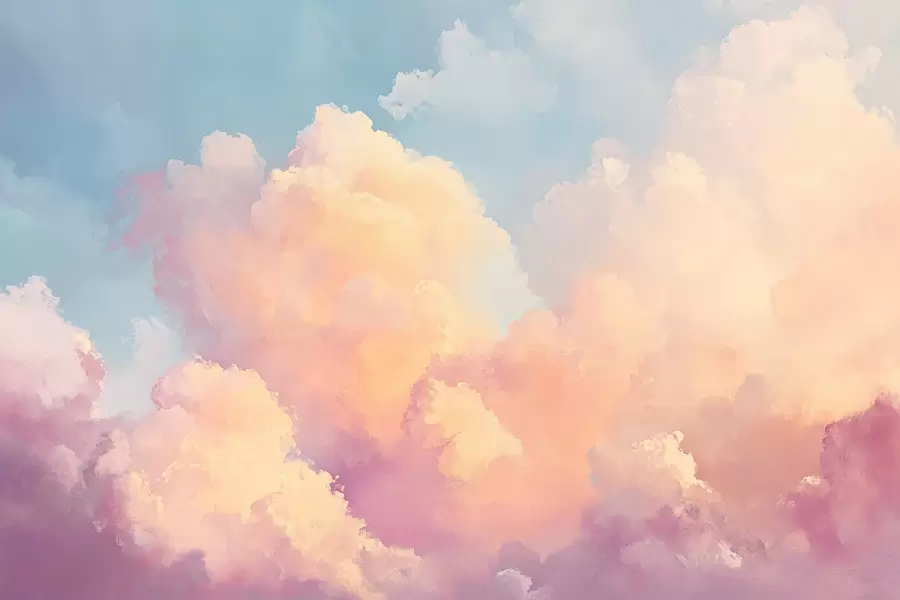 murales de pared Cielo suave con tonos azul-rosa w08455