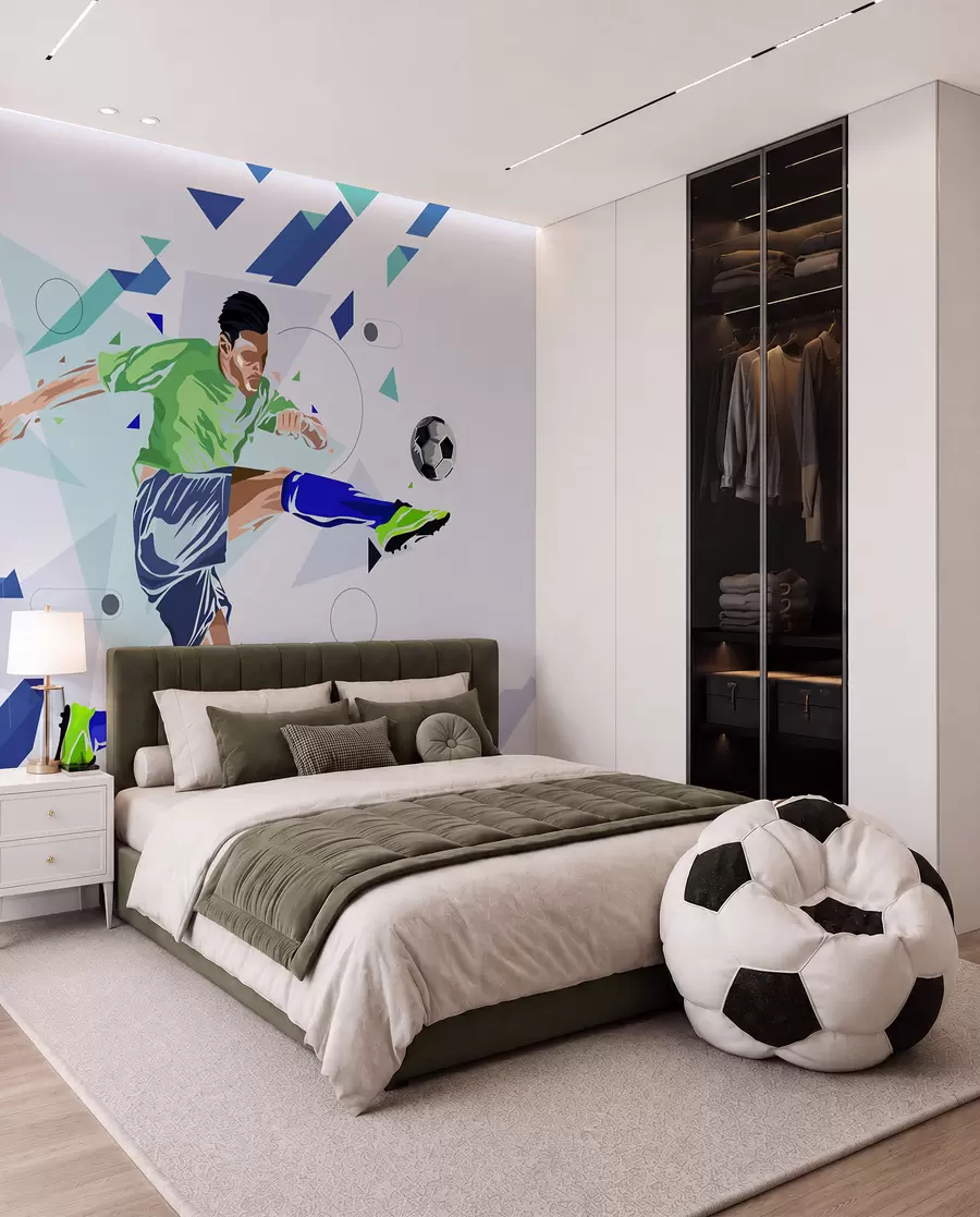 murales de pared Disparo de fútbol en vuelo w02401