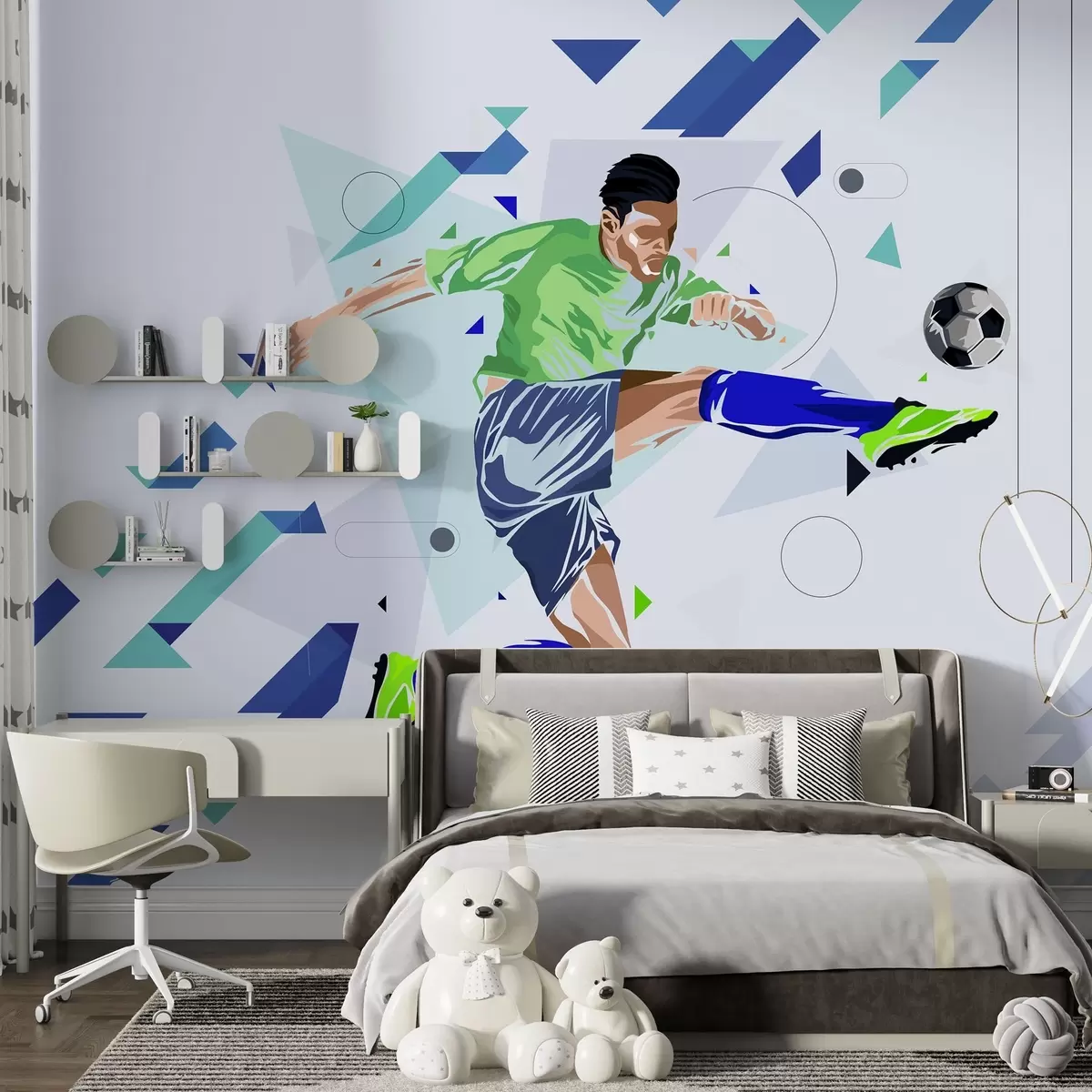 murales de pared Disparo de fútbol en vuelo w02401