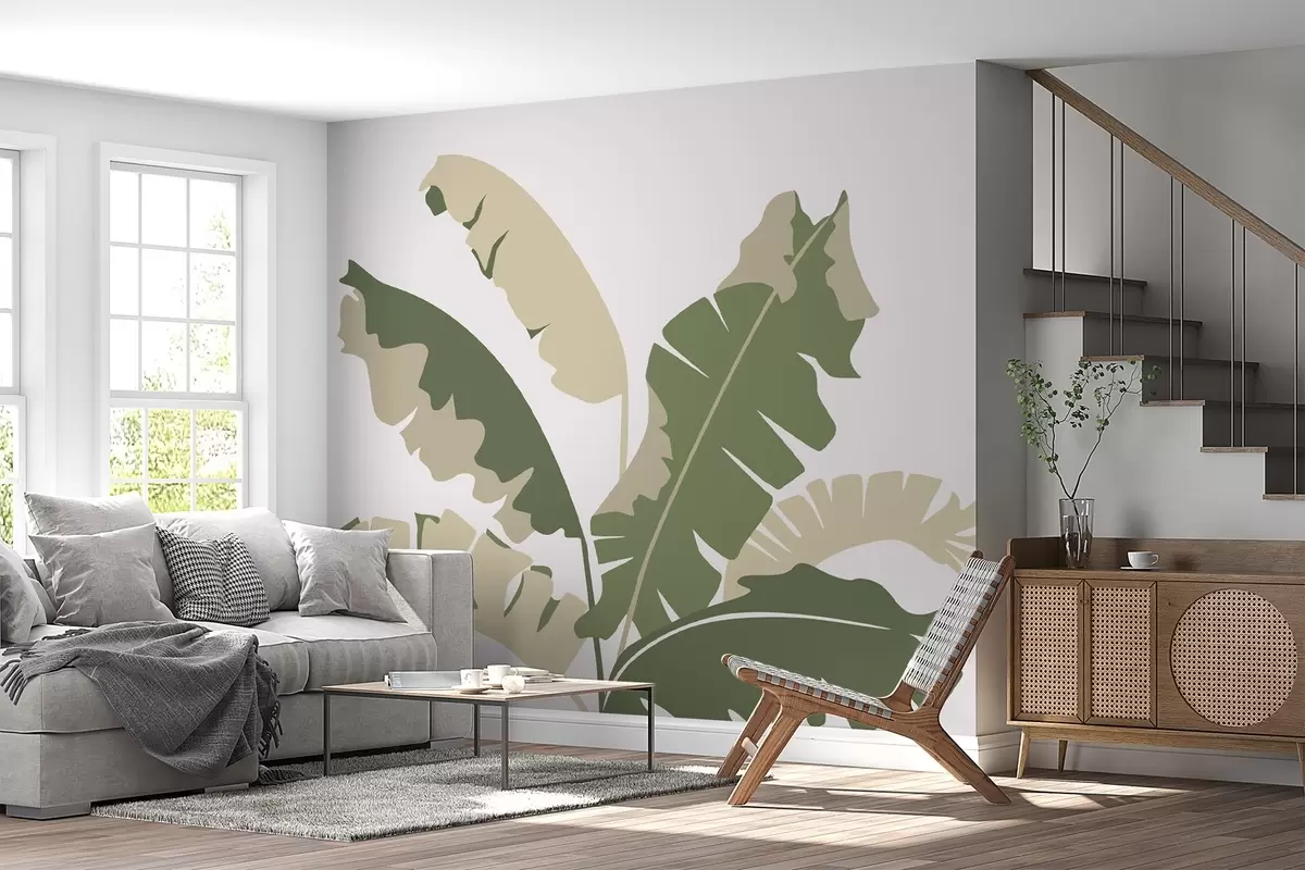 murales de pared Hojas tropicales color verde w02424v1