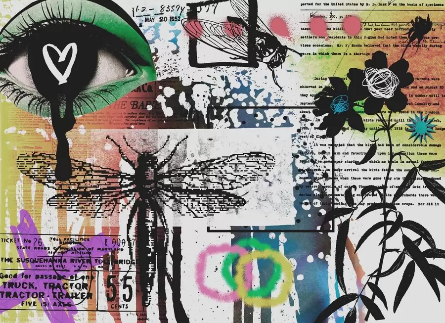 murales de pared Inscripciones estilo graffiti, flores, figuras w02255