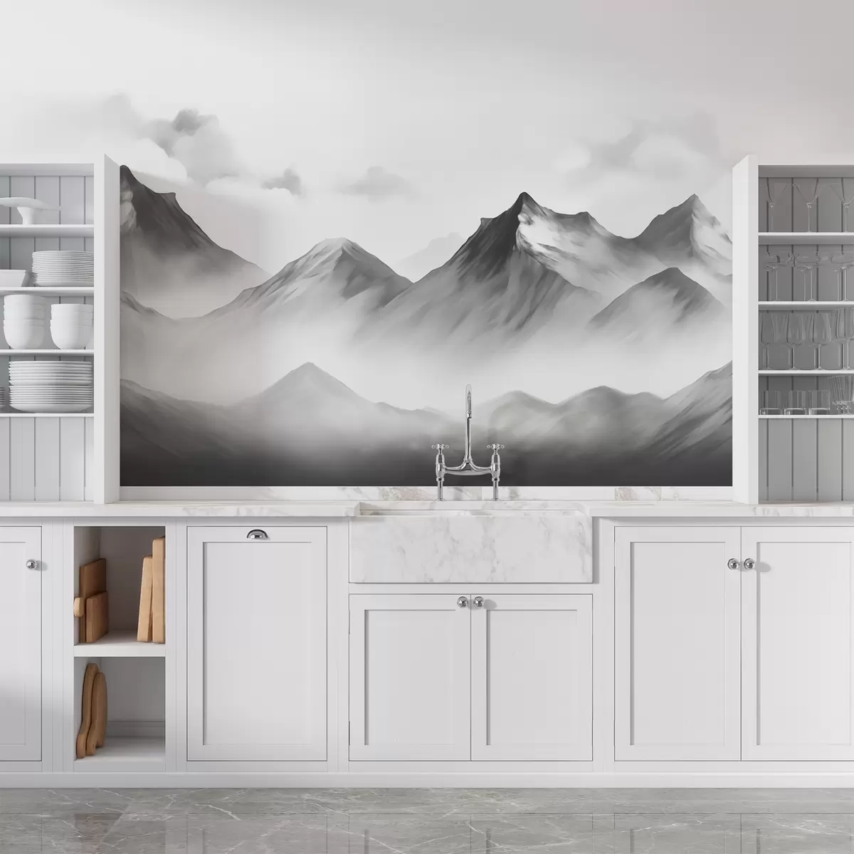 murales de pared Niebla de montaña w02309