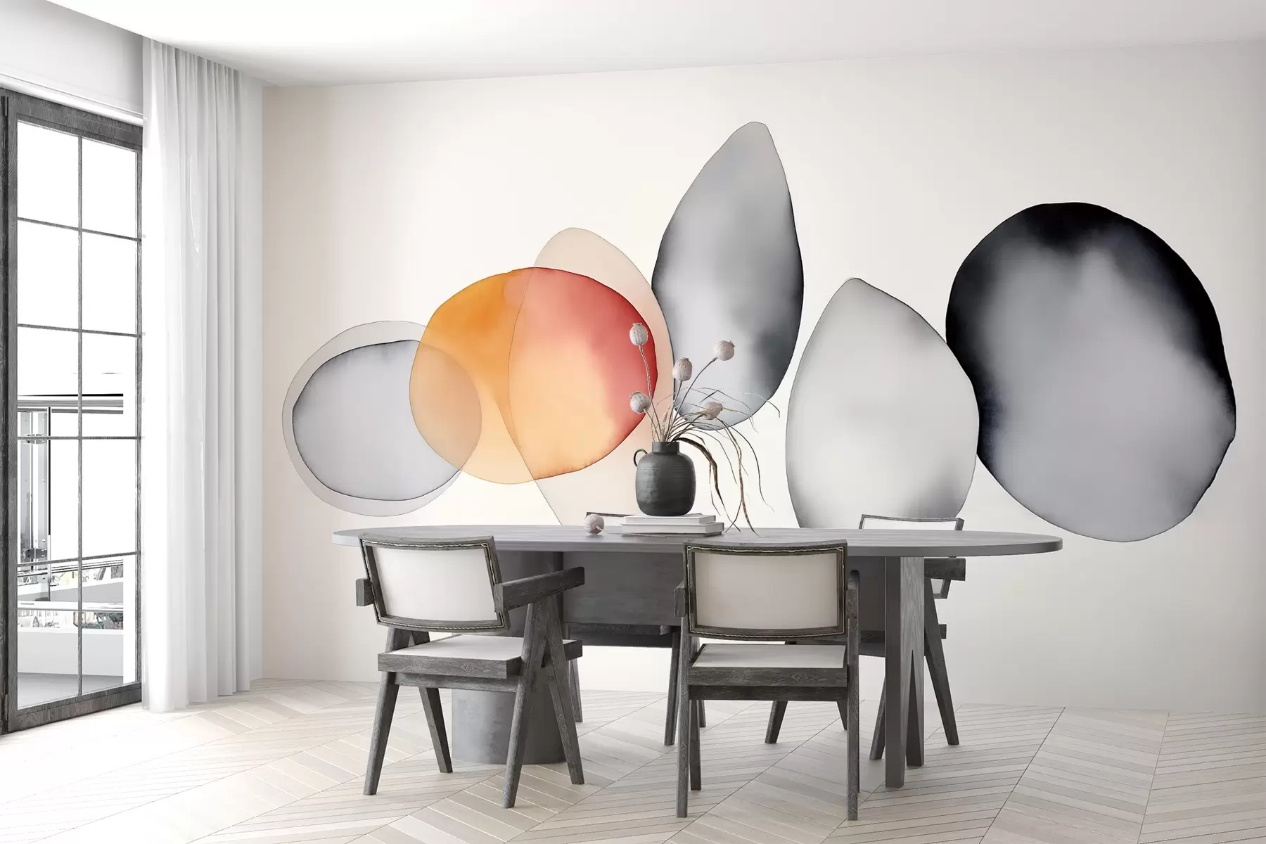 murales de pared Composición abstracta de manchas imitación de acuarela w02475