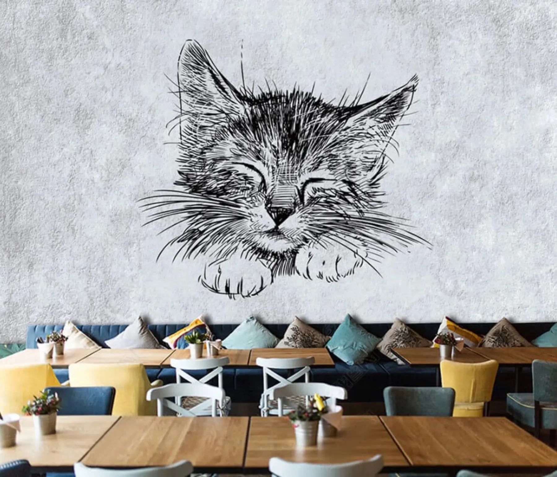 murales de pared Gato, felidae de carnívoros u43536
