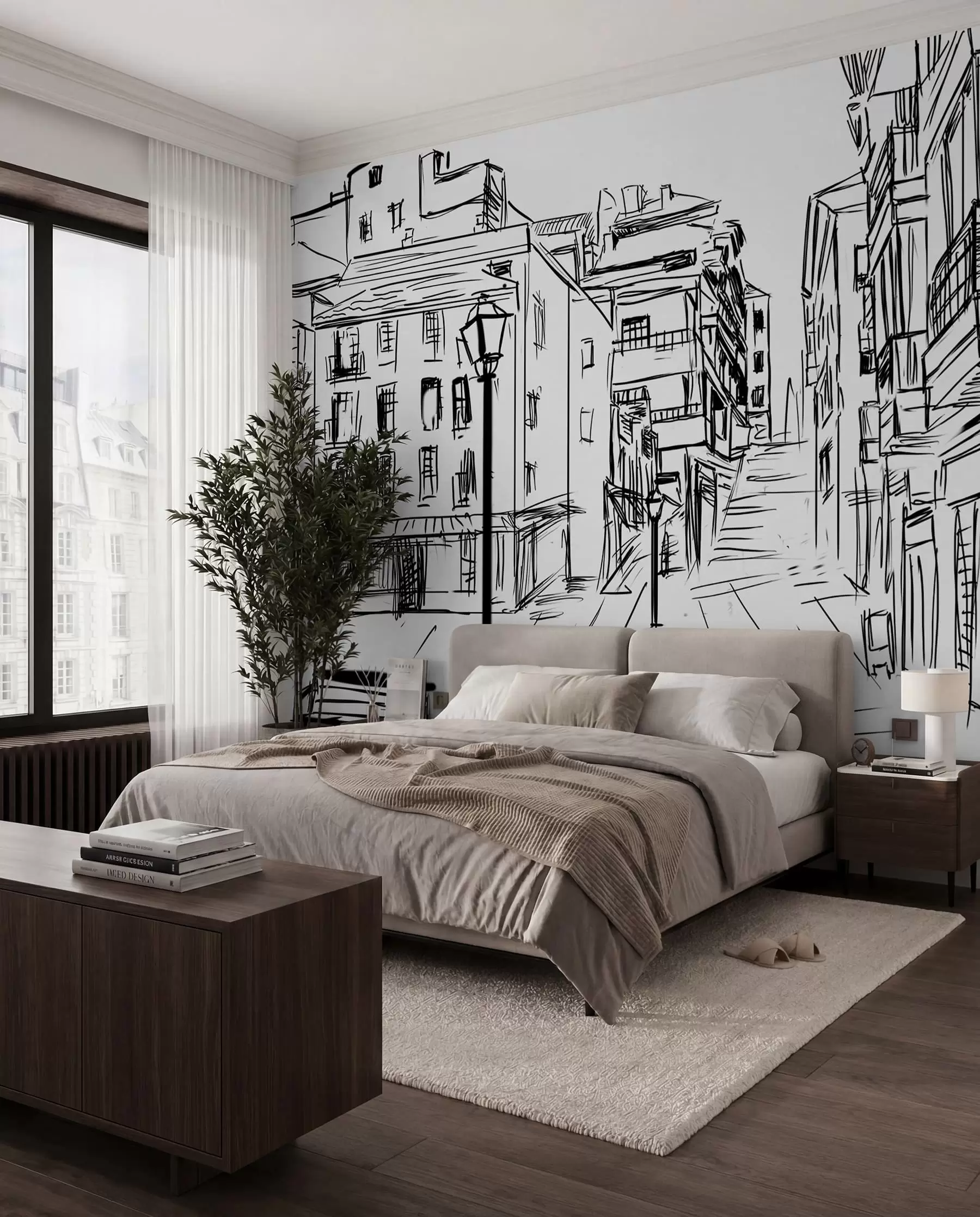 murales de pared Casco antiguo a pluma u51061