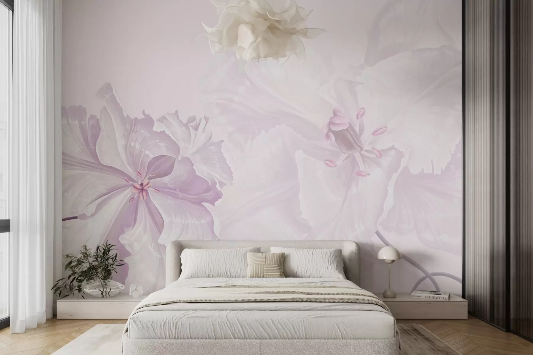 murales de pared grandes flores rosas w02566